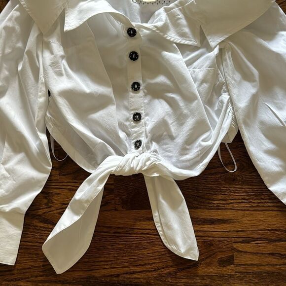 Maeve Cropped Tie-Front Blouse by Anthropologie - Picture 16 of 16